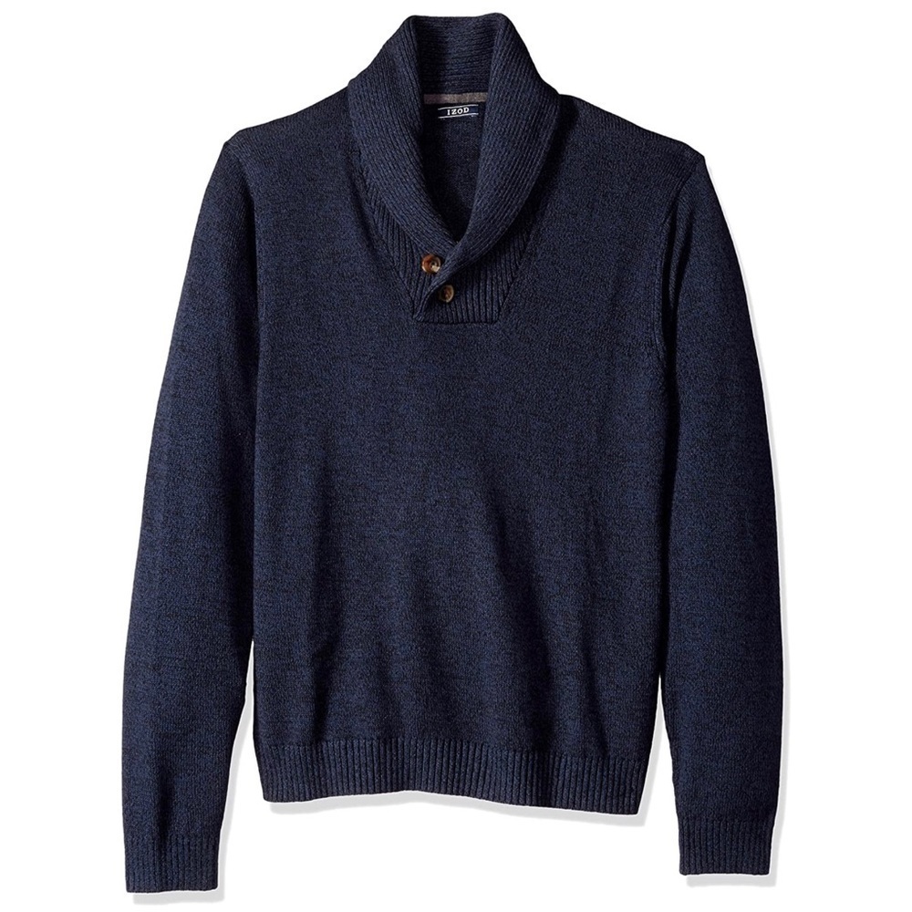 Izod men’s tall essential cowl shawl neck button sweater navy | 2XL, 2TG